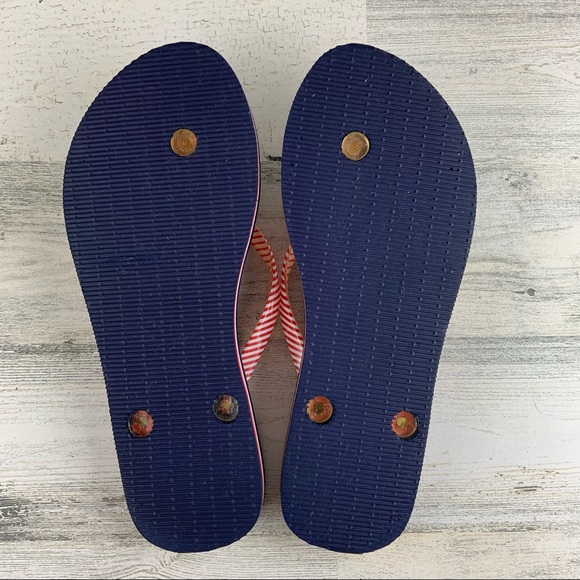 VERA BRADLEY Navy Blue Orange Flip Flops 7-8 - Picture 9 of 9